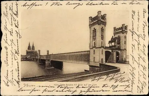 Ak Köln am Rhein, Feste Brücke, Dom