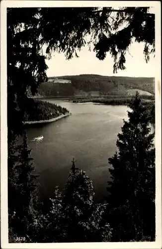 Ak Saalburg Ebersdorf in Thüringen, Stausee der Bleilochtalsperre