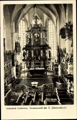 Ak Salzelmen Schönebeck an der Elbe, Innenansicht der St. Johanniskirche