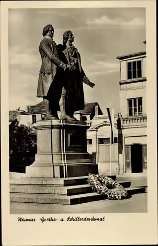 Ak Weimar in Thüringen, Goethe- und Schillerdenkmal