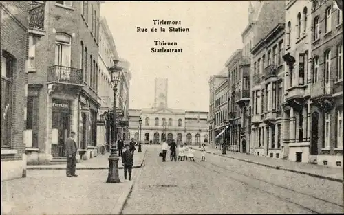 Ak Tirlemont Flämisch-Brabant-Flandern, Rue de la Station