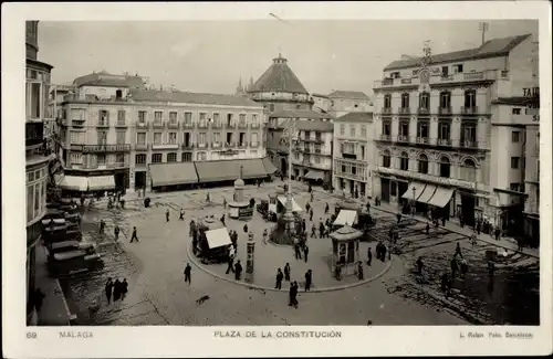 Ak Málaga Andalusien Spanien, Plaza de la Constitucion