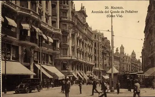 Ak Madrid Spanien, Avenida del Conde de Penalver, Gran Via