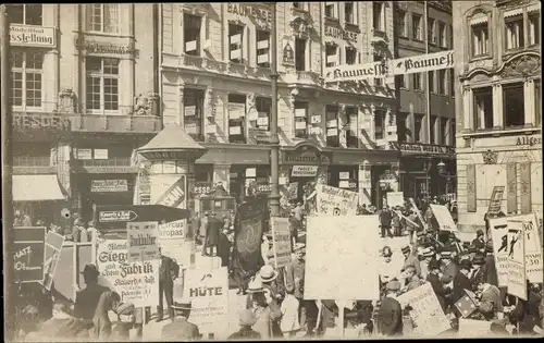 Ak Leipzig, Straße zur Leipziger Messe, Reklametafeln