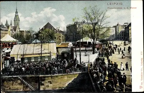 Ak Leipzig, Fleischerplatz während der Messe