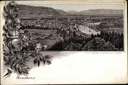 Vorläufer Litho Höxter an der Weser, Panorama, Rosen