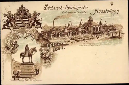 Ganzsachen Wappen Litho Leipzig, Sächsisch Thüringische Industrie und Gewerbeausstellung 1897