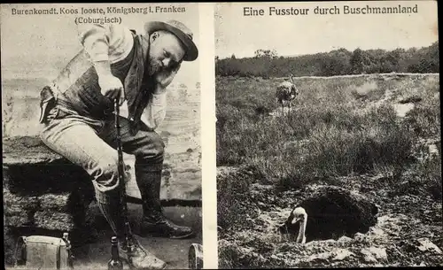 Ak Königsberg in Unterfranken, Burenkommandant Koos Jooste, Vogelstrauß