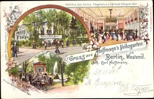 Litho Berlin Charlottenburg Westend, Hoffmann's Volksgarten, Innenansicht