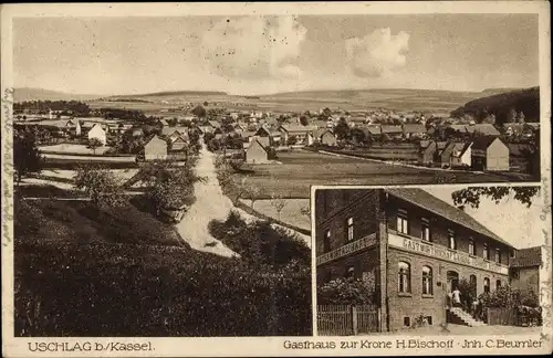 Ak Uschlag Staufenberg in Niedersachsen, Gasthaus zur Krone, Totalansicht