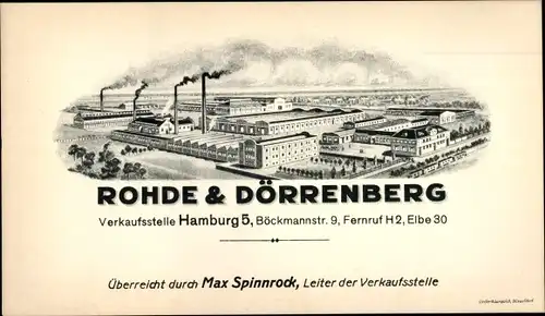 Ak Hamburg Mitte Sankt Georg, Verkaufsstelle Rohde & Dörrenberg, Maschinenbau Düsseldorf