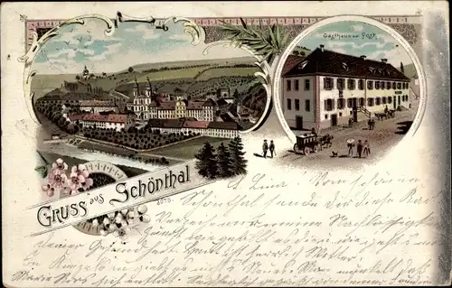 Litho Schöntal in Württemberg, Kloster Schönthal, Gasthaus zur Post