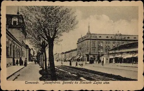 Ak Timișoara Temesvár Temeswar Rumänien, Jozsefvaros, Bonnaz es Kossuth Lajos utca