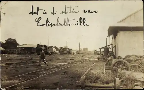 Ak Lubumbashi Elisabethville DR Kongo Zaire, Bahnhof
