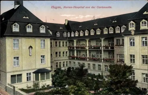 Ak Hagen in Westfalen, Marien Hospital von der Gartenseite