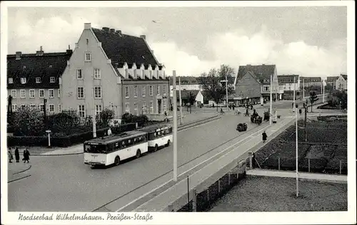Ak Wilhelmshaven in Niedersachsen, Preußen Straße, Bus
