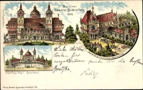Litho Berlin, Gewerbeausstellung 1896, Bau und Ingenieurwesen Ausstellung, Ausstellungspalast