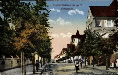 Ak Villingen Schwenningen im Schwarzwald, Partie in der Karlstraße, Hotel Vetter