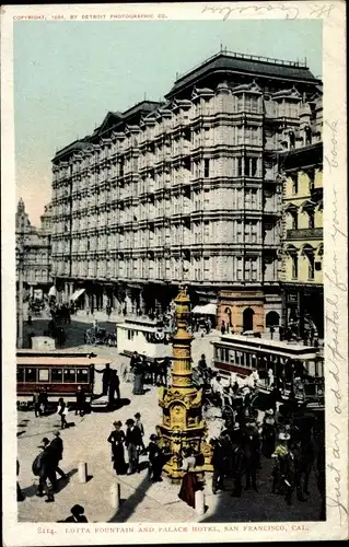 Ak San Francisco Kalifornien USA, Lotta Fountain, Palace Hotel
