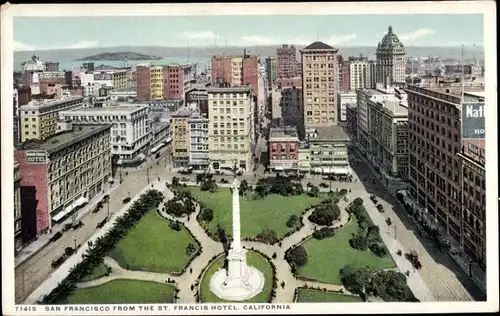 Ak San Francisco Kalifornien USA, Panorama vom St. Francis Hotel