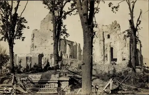 Foto Ak Langemarck Langemark Poelkapelle Westflandern, Kirche, Ruine, Kriegszerstörung I. WK