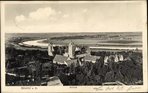 Ak Strehla an der Elbe Sachsen, Schloss, Panorama