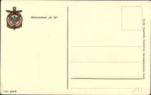 Ak Deutsches Unterseeboot, U-Boot U 15