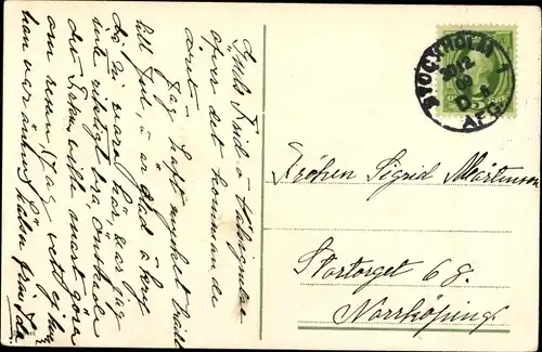 Künstler Ak Nyström, J., Glückwunsch Neujahr, Kind, Mantel, Blumen, Fahne