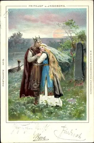 Litho Frithjofssage, Frithjof und Ingeborg, Liebe, Nordische Sage