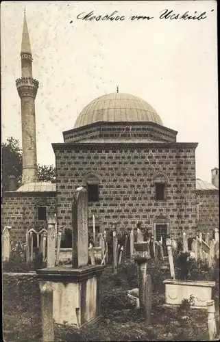 Foto Ak Skopje Uskub Mazedonien, Moschee, Friedhof