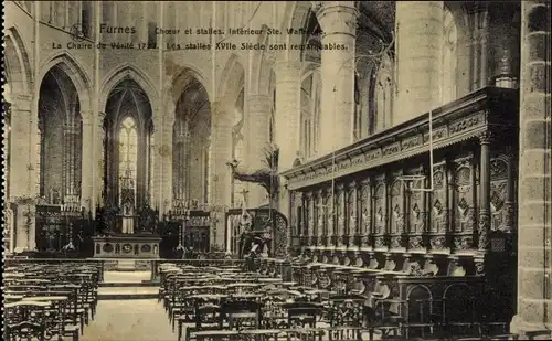 Ak Furnes Westflandern Belgien, Choeur et stalles, Interieur Ste. Walburge, Le Chaire de Verite