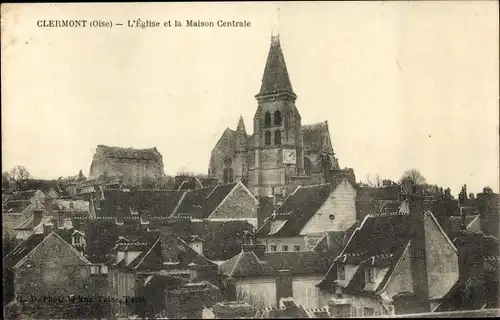 Ak Clermont Oise, Kirche und das Zentralhaus