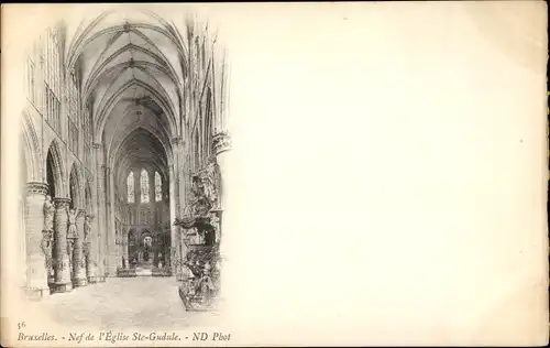 Postkarte Brüssel Brüssel, Kirchenschiff der Ste-Gudule-Kirche