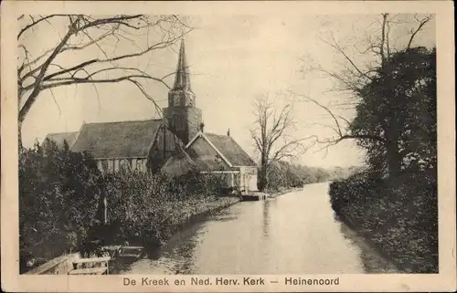 Ak Heinenoord Südholland, Kirche am Fluss