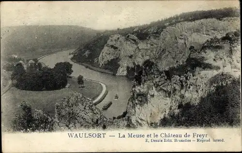 Ak Waulsort Hastière Wallonien Namur, La Meuse, Chateau de Freyr