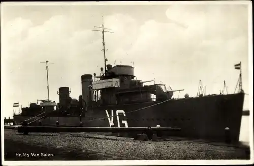 Ak Niederländisches Kriegsschiff, Hr.Ms. Van Galen, VG