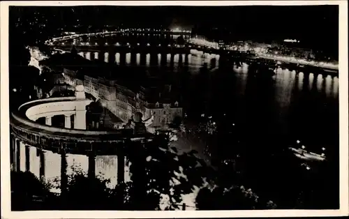 Ak Budapest Ungarn, Donau, Stadtansicht, Nachtansicht