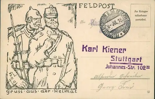 Ak Deutsche Soldaten in Uniformen, Brief aus der Heimat, Kreuz-Pfennig, DRK
