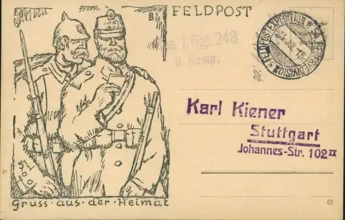 Ak Deutsche Soldaten in Uniformen, Brief aus der Heimat, Kreuz-Pfennig, DRK