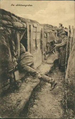 Ak Deutsche Soldaten in Uniformen, Schützengraben, I WK