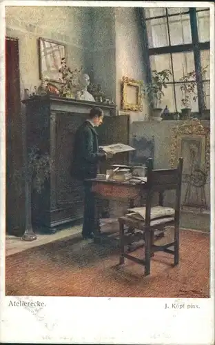 Künstler Ak Köpf, J., Atelierecke