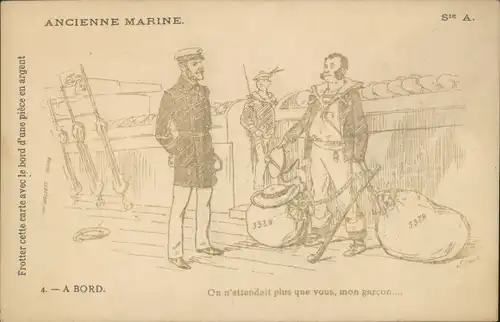 Ak Rubbelkarte, Seemann mit Gepäck an Bord