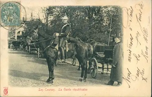 Ak Paris, Berittener Polizist, Kutschen