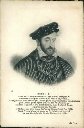 Ak Heinrich II, König von Frankreich, Portrait