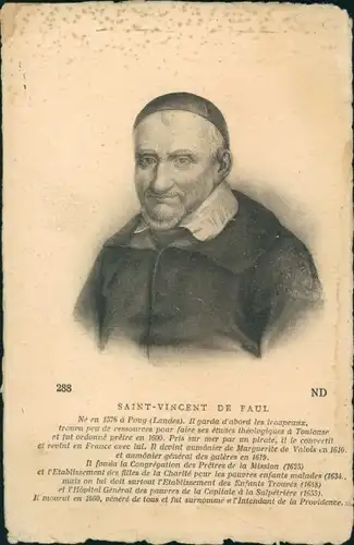 Ak Heiliger Vinzenz von Paul, Portrait