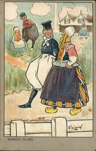 Künstler Ak Lewin, Marken Nordholland, Niederländische Trachten