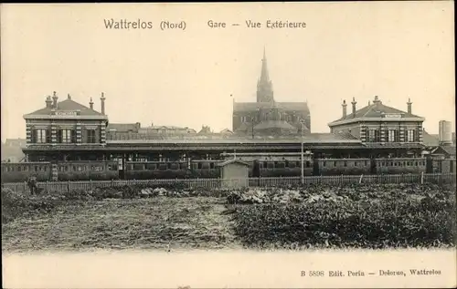 Ak Wattrelos Nord, Gare, Vue Exterieure