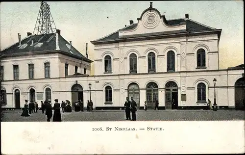 Ak St. Nicolas Sint Niklaas Waas Waes Ostflandern Belgien, Bahnhof, Außenansicht