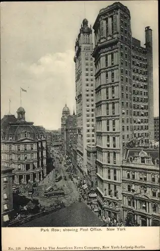 Ak Manhattan New York City USA, Park Row, Postamt