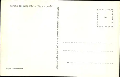 Ak Železná Ruda Markt Eisenstein im Böhmerwald Region Pilsen, Kirche